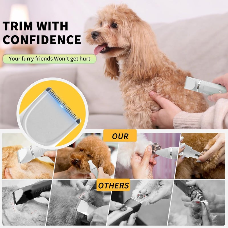 Cornnpet Dog Hair Clippers Grooming Kit and Paw Trimmer Nail Grinder Quiet,Dog Trimmer for Grooming,4-in-1 Rechargeable Cordless Low Noise Dog Shaver Grooming for Dogs Pets Cats(White) - Image 4